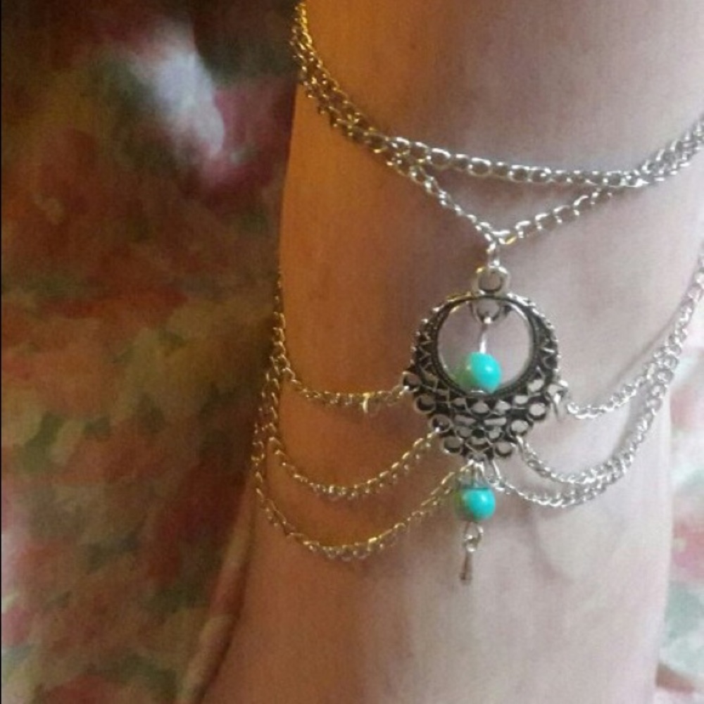 ✨Boho Silver Plated Anklet With Turquoise Detail✨ - Picture 2 of 4