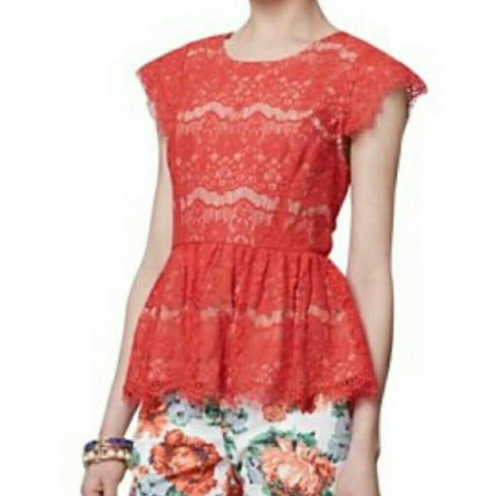 NWOT Anthropologie Maeve peplum lace top blouse