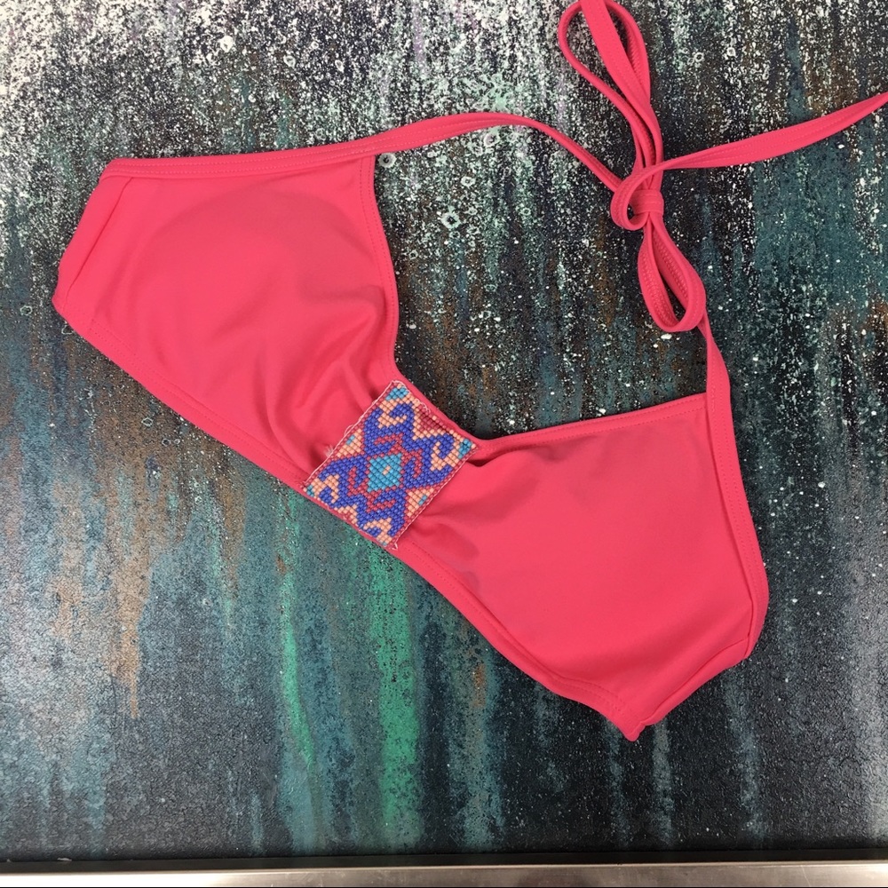 Aerie Halter Style String Padded Bikini TopPink Xs