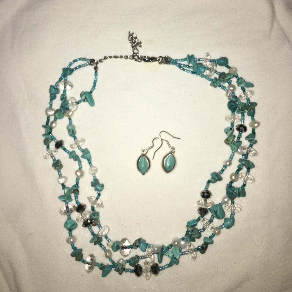 Turquoise necklace and earring set