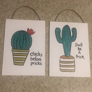 2 piece canvas cactus/ cacti wall art 5x7