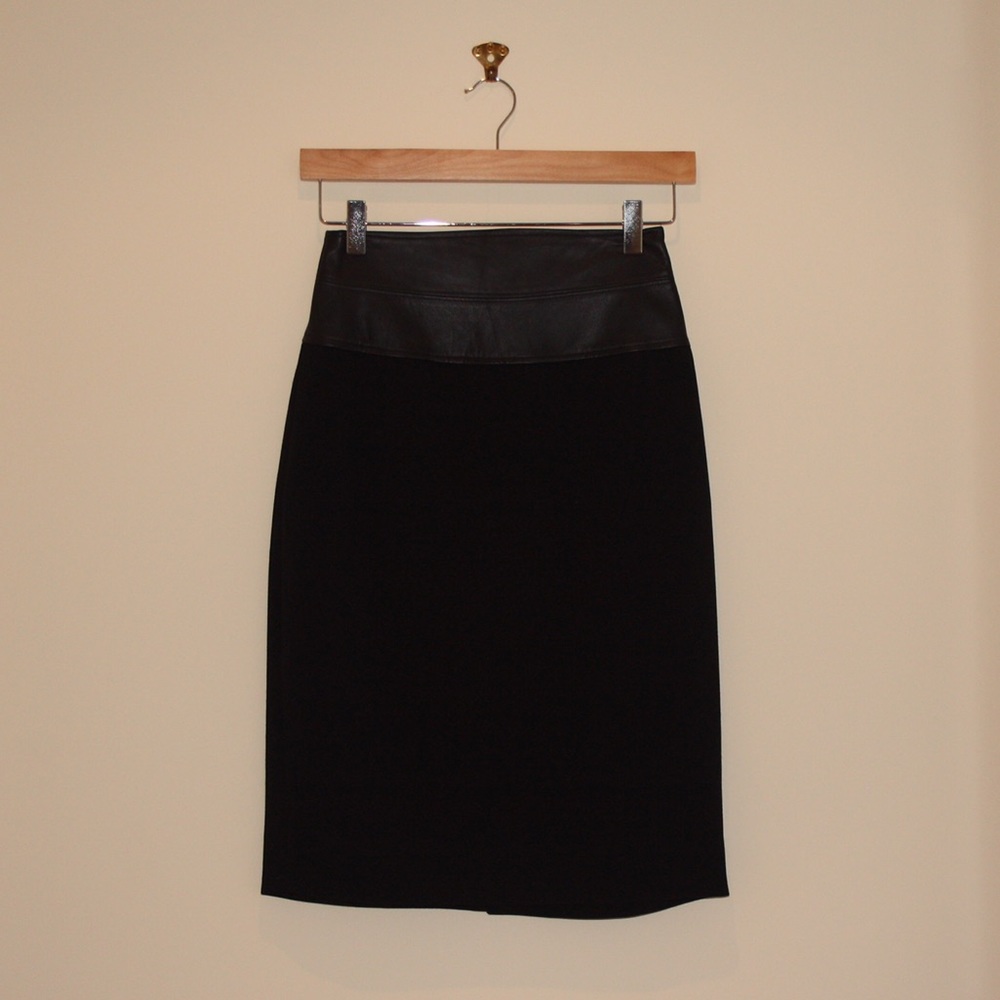 L'Agence Leather Detailed Skirt