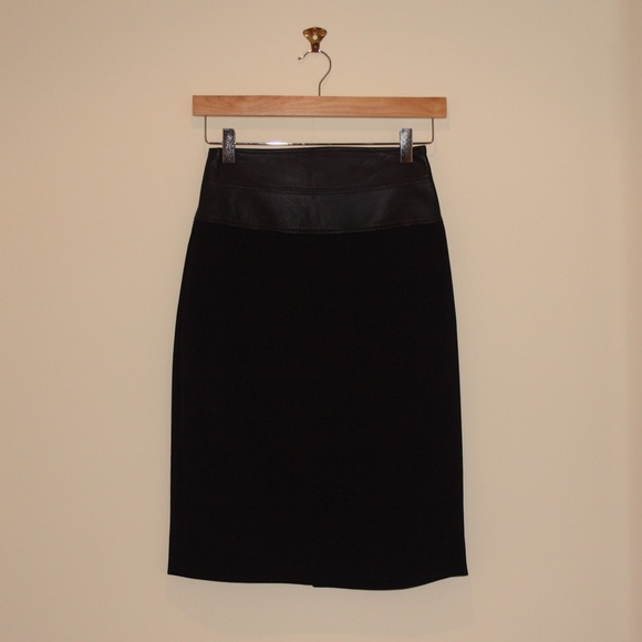 L'Agence Leather Detailed Skirt