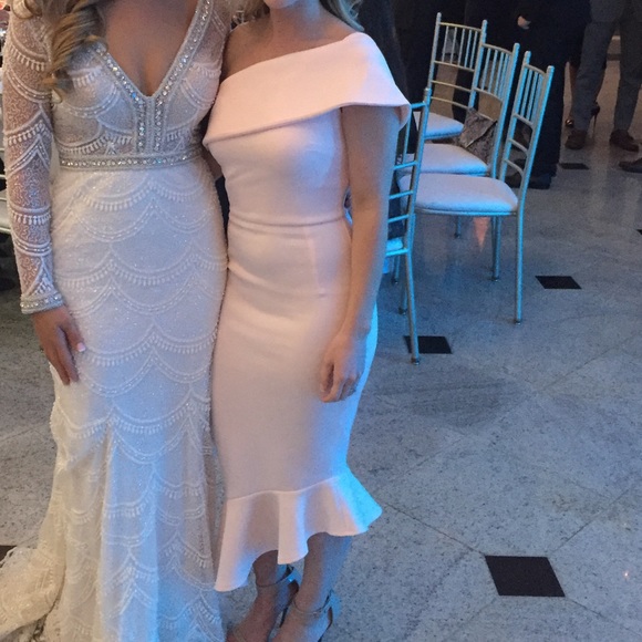 ASOS Dresses & Skirts - Peplum one shoulder pale pink dress