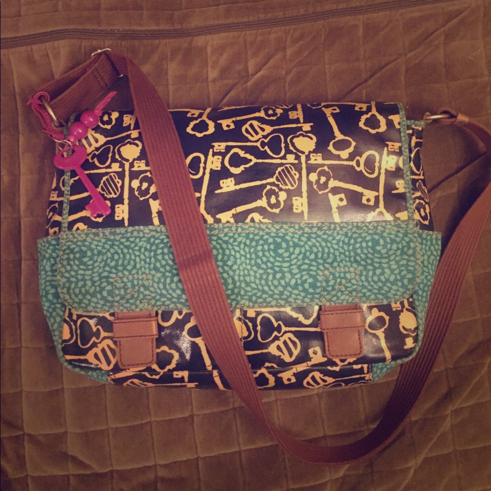 Fossil cross body bag with keys pattern