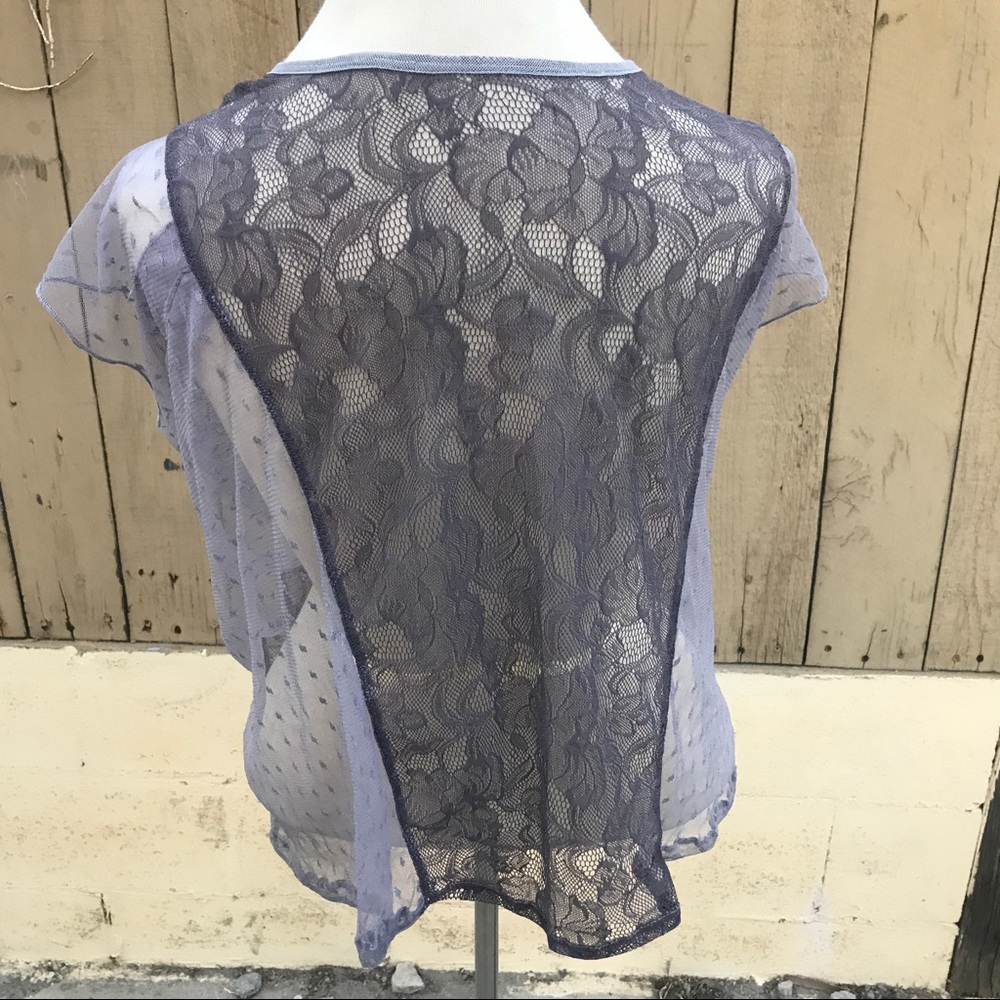 Lavender lace sheer blouse