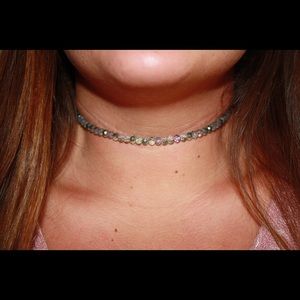 Iridescent beaded choker