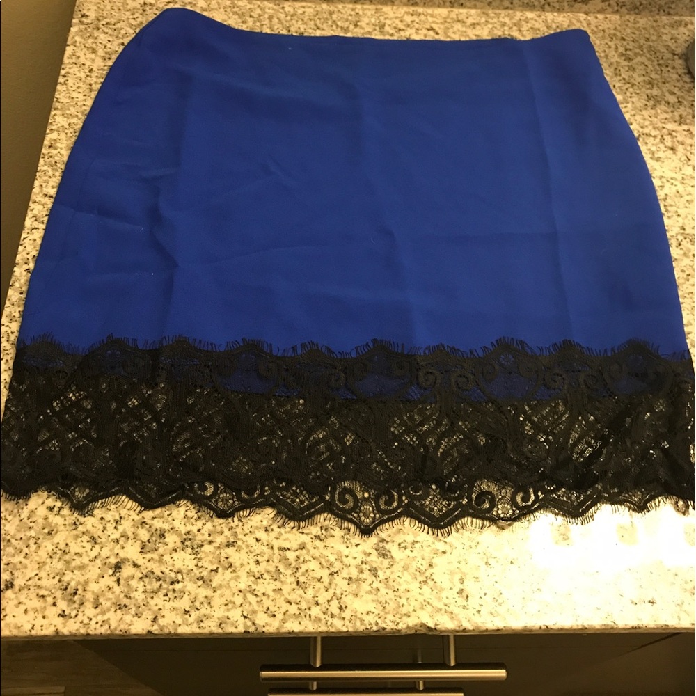 Royal Blue Lace Trim Mini Skirt