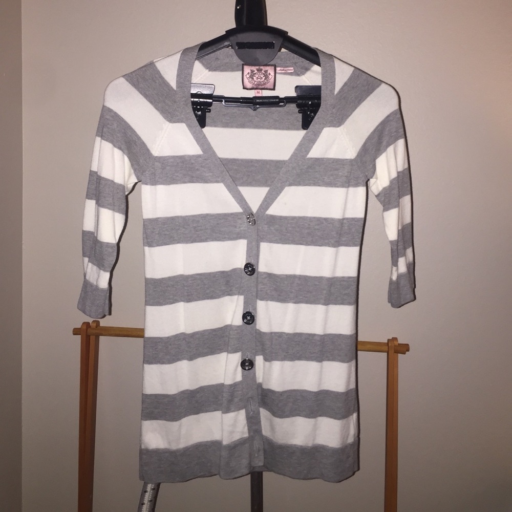 Juicy Couture Grey white stripes cardigan