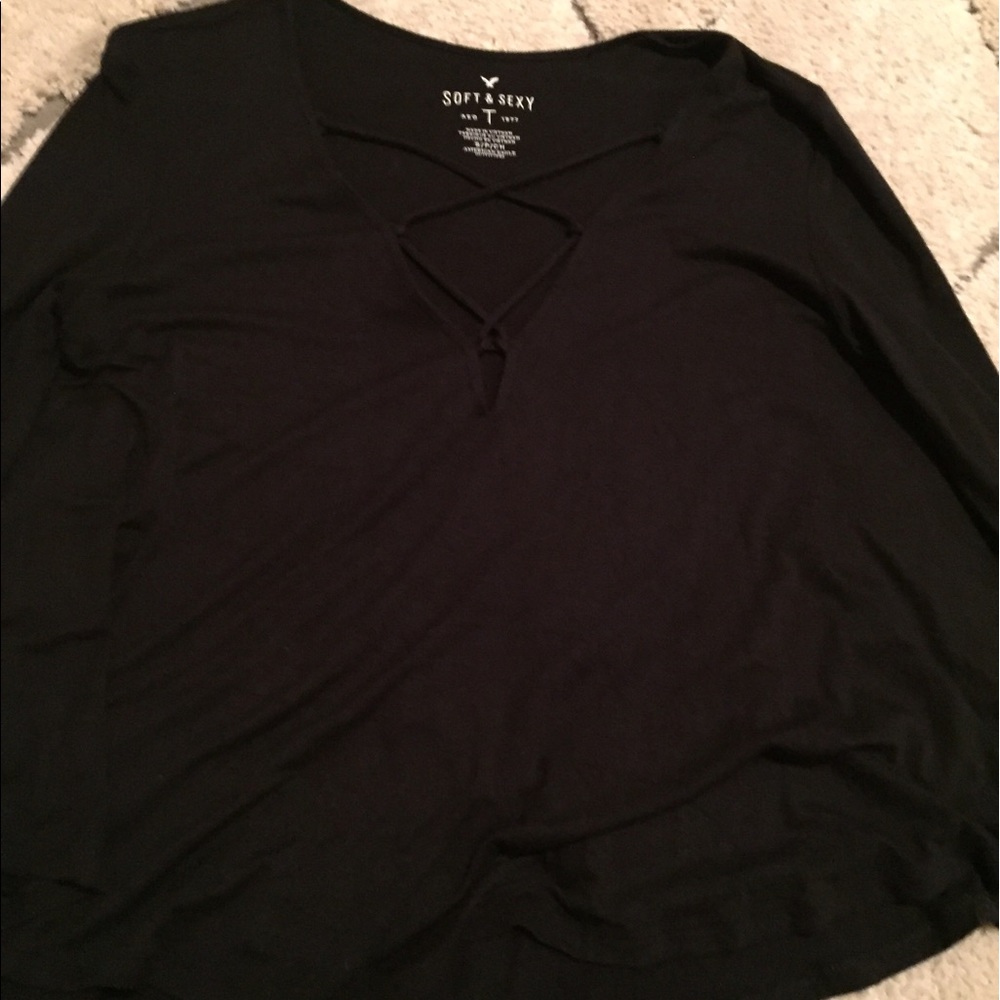 American Eagle Soft Lace-Up Tee