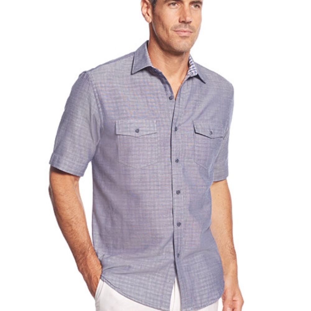 Tasso Elba men's solid short sleeve shirt