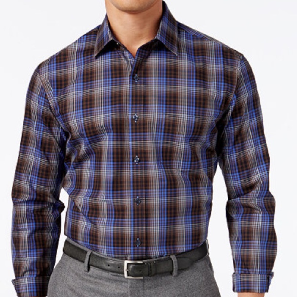 Tasso Elba plaid long sleeve classic fit shirt