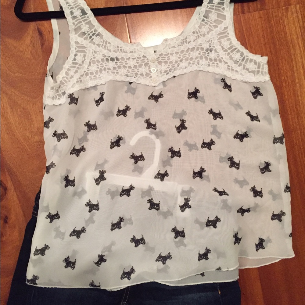 Aeropostale Sheer Black Scotties Tank