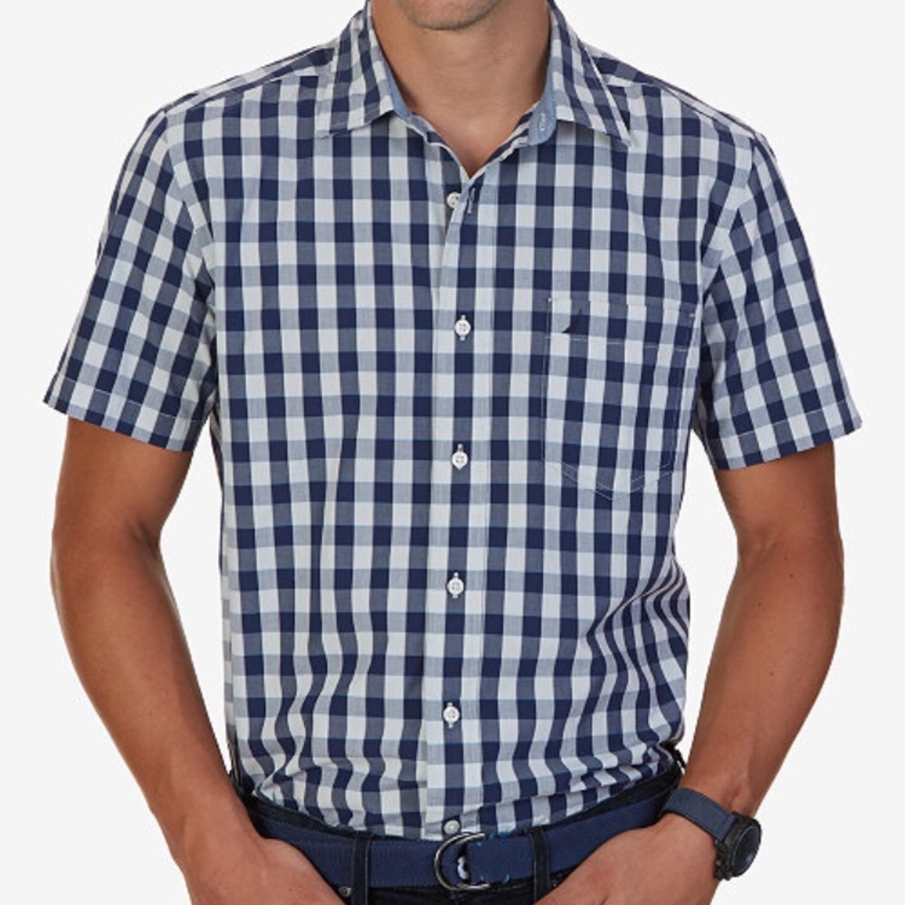 Nautica men's Boardwalk plaid short sleeve shirt