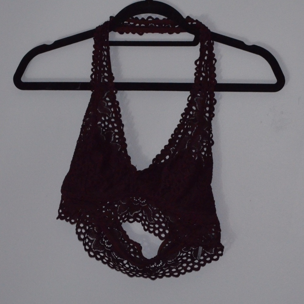 Aerie Maroon Lace Halter Bralette