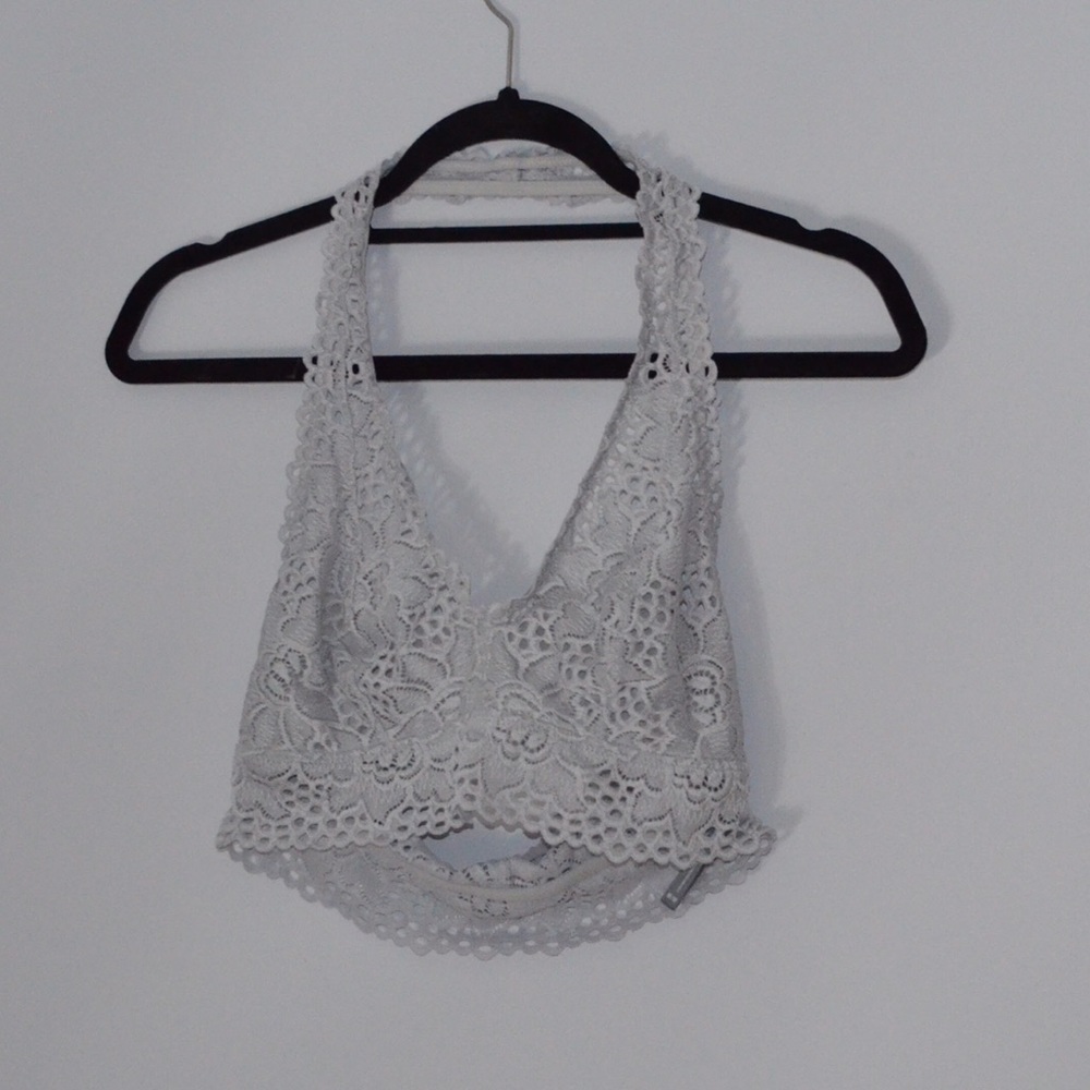 Aerie Gray Lace Halter Bralette