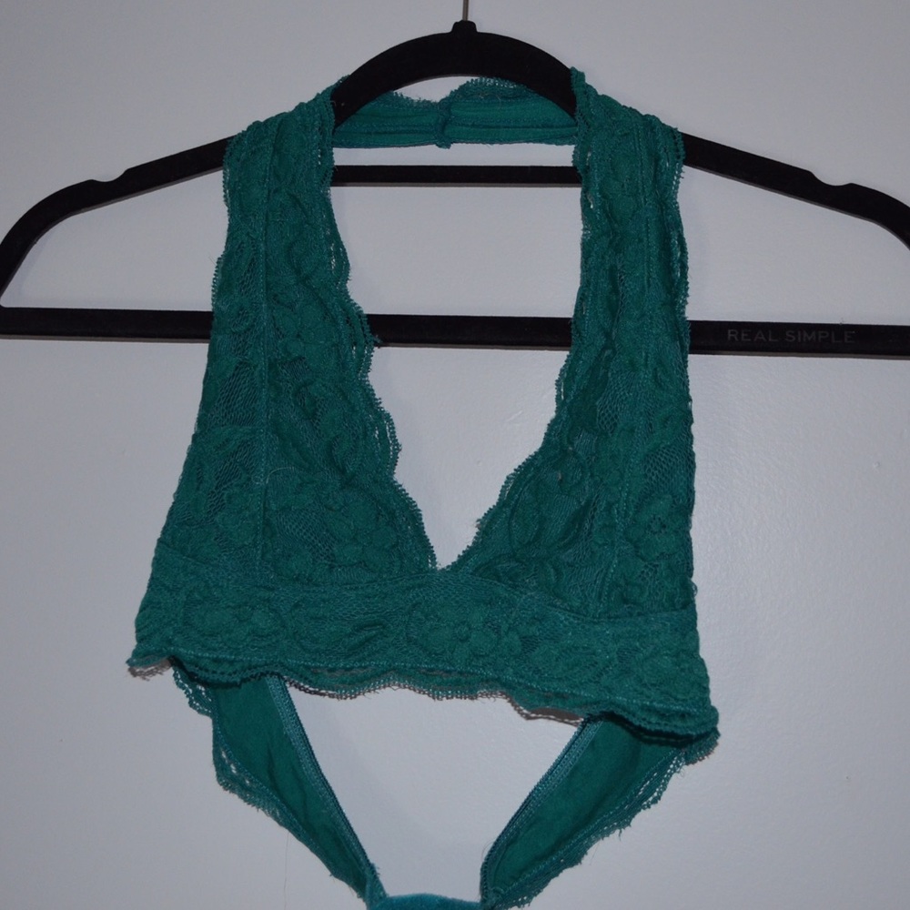 Super Soft Teal Lace Bralette Halter