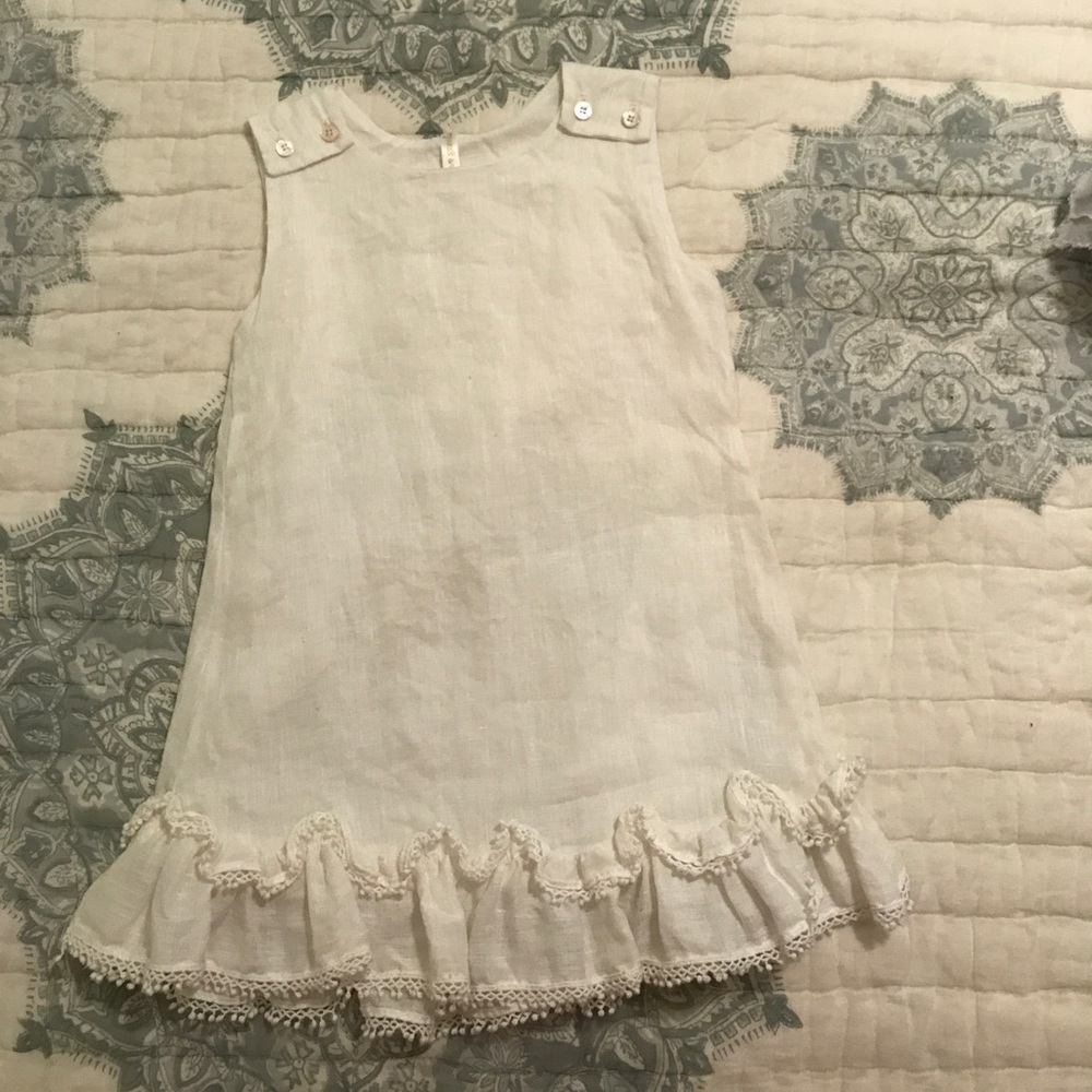 Brand New Empress Arts White Linen Dress - 4T