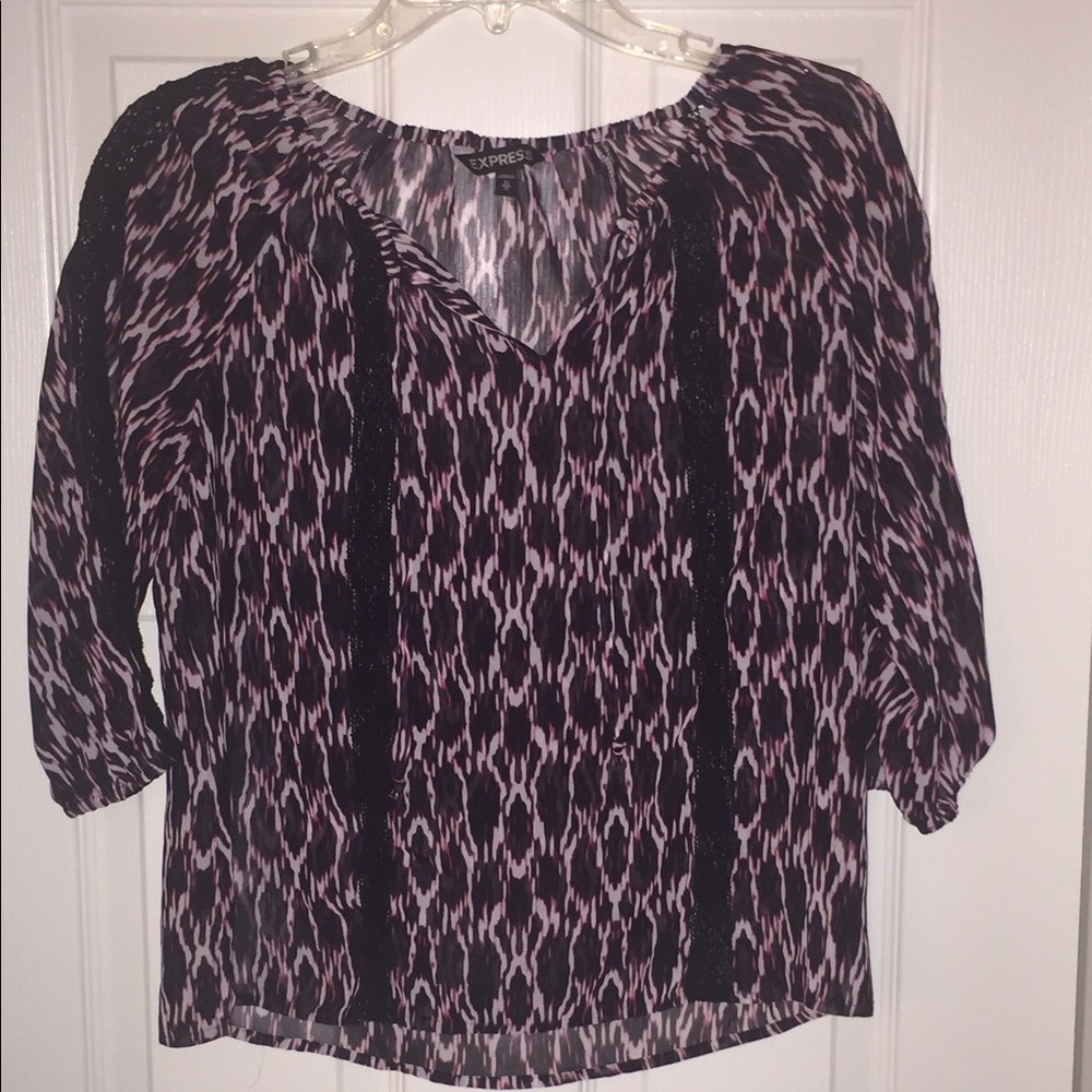 Express Boho Top with Ikat Print. Size extra small