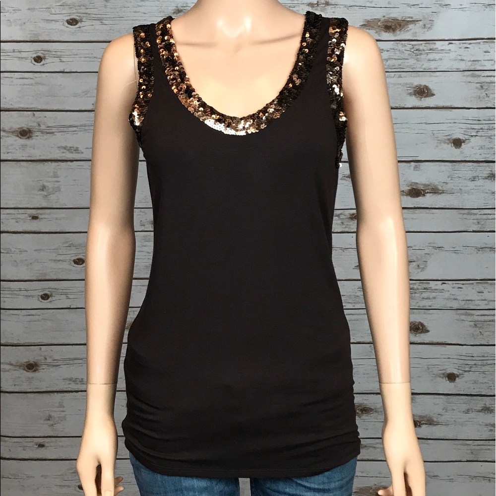 Brown Tank Top with Sequins NWT