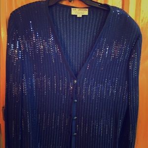 Ladies authentic St. John jacket Beaded royal blue