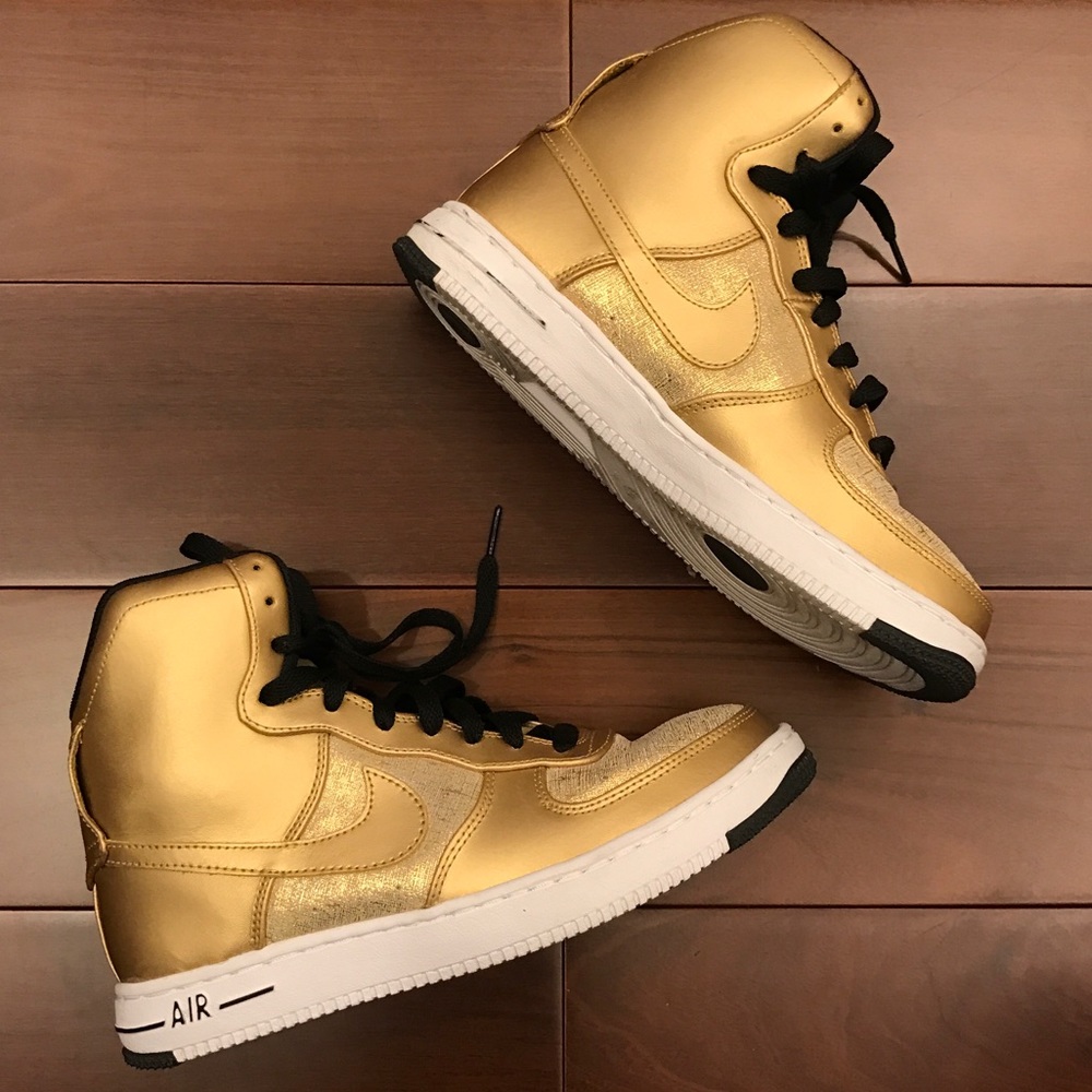 Gold Nike Air Hightop Sneakers