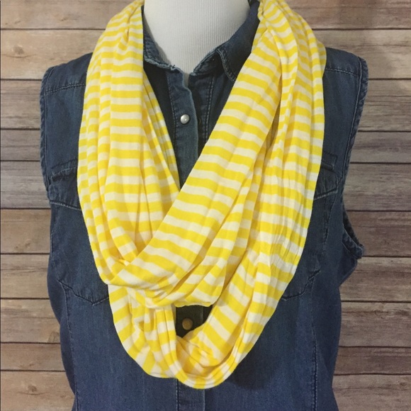 Accessories - Yellow & White Stripe Infinity Scarf