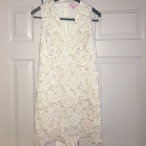 White & Gold Scalloped Lilly Pulitzer Shift Dress