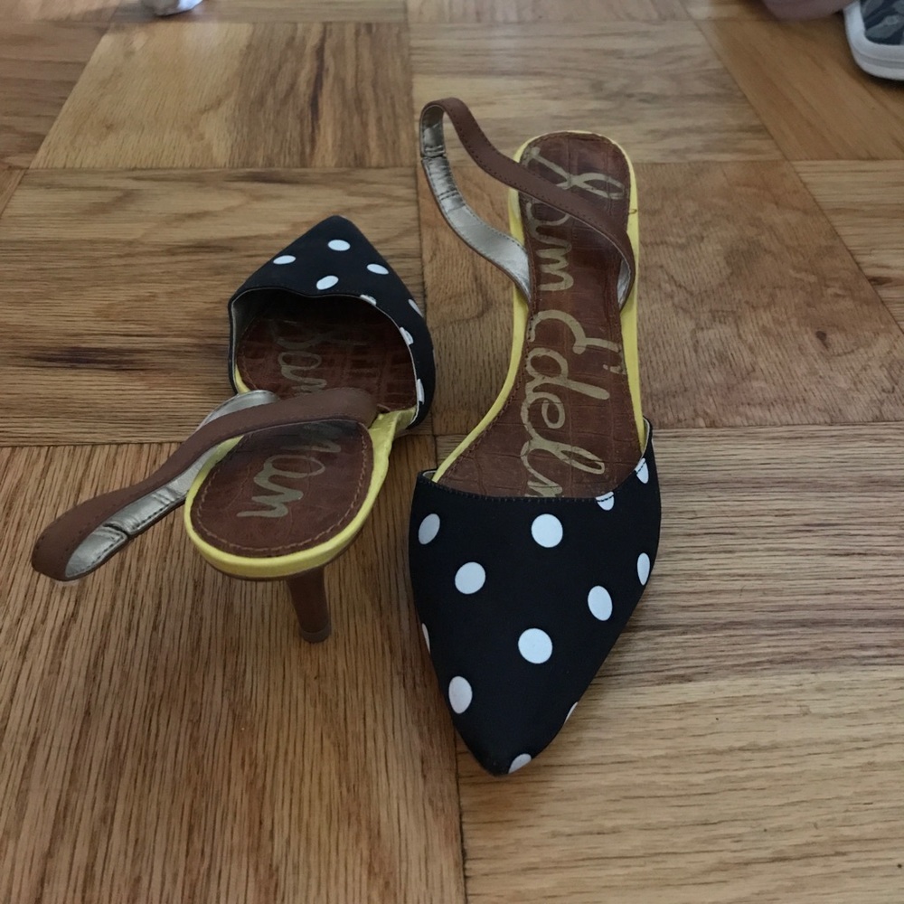 Sam Edelman slingback polka dot kitten heels