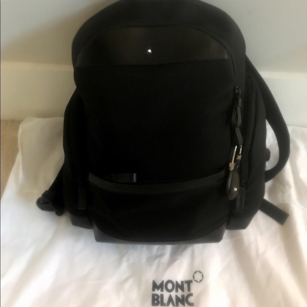 MontBlanc 'Nightflight' Leather/Nylon Backpack (L)