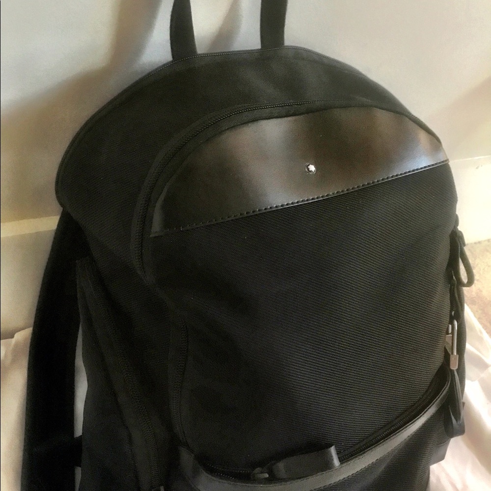 MontBlanc 'Nightflight' Leather/Nylon Backpack (L) - Picture 2 of 8