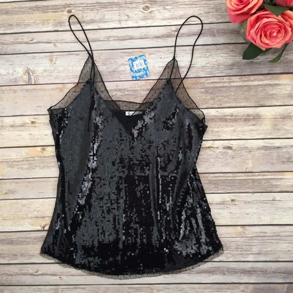 ✨Free People Black Sassy Sequins Camisole sz S✨