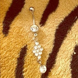 Surgical Steel & cubic zirconia Belly Button Ring