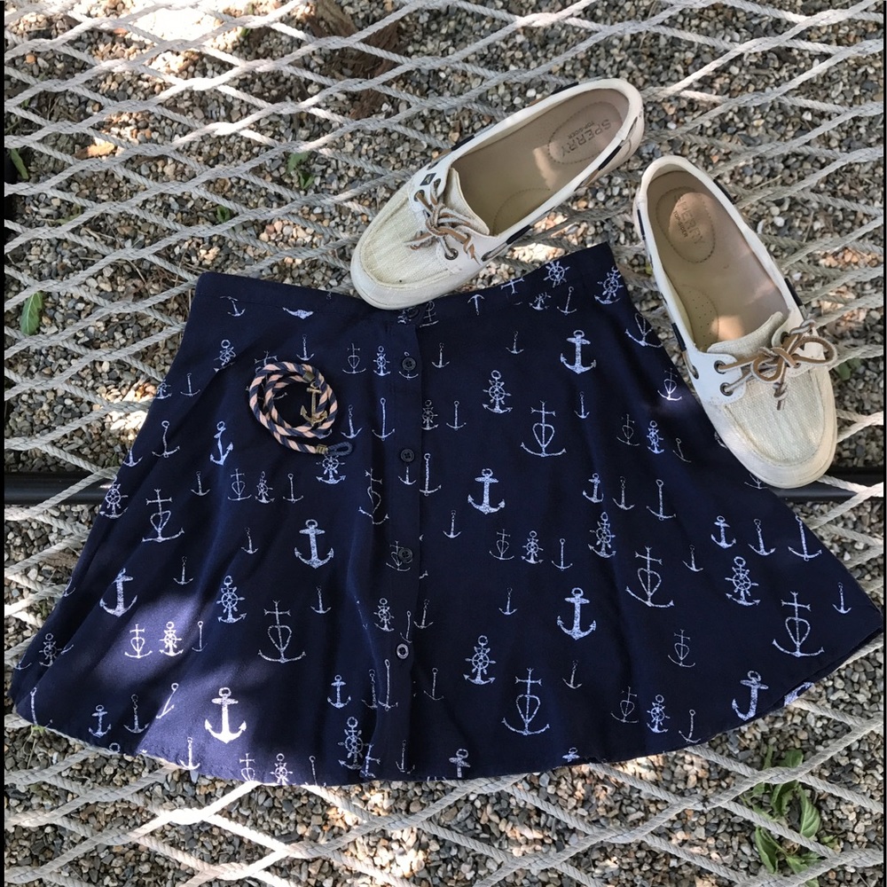 Navy Blue Anchor Skirt
