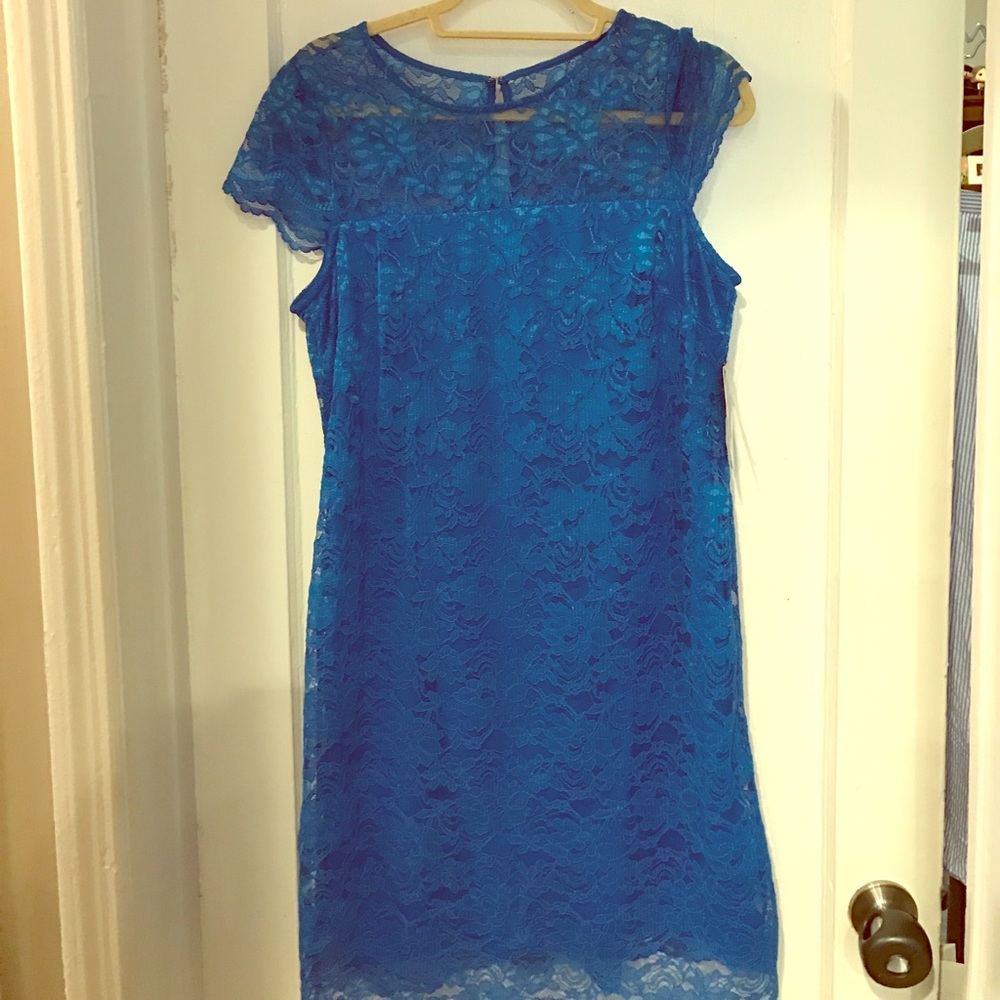 Blue lace Donna Ricco dress