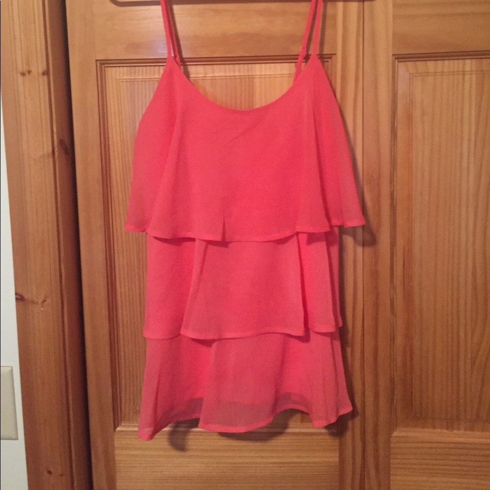 Spaghetti strap ruffled top shirt