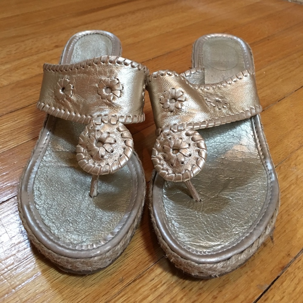Jack Rogers gold Wedge