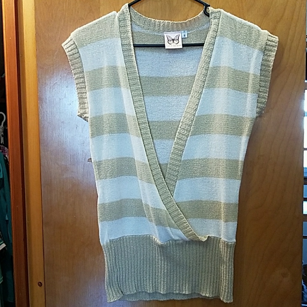 Deep v-neck sweater.