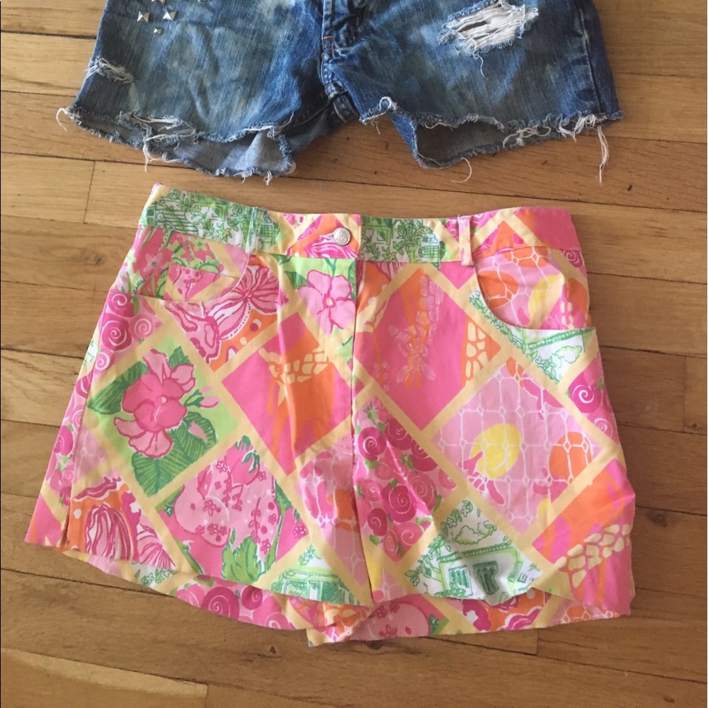 LILLY PULITZER WORTH PINEAPPLE PATCH SHORTS 0 2 4