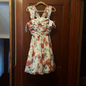 Unique vintage ivory floral print dress