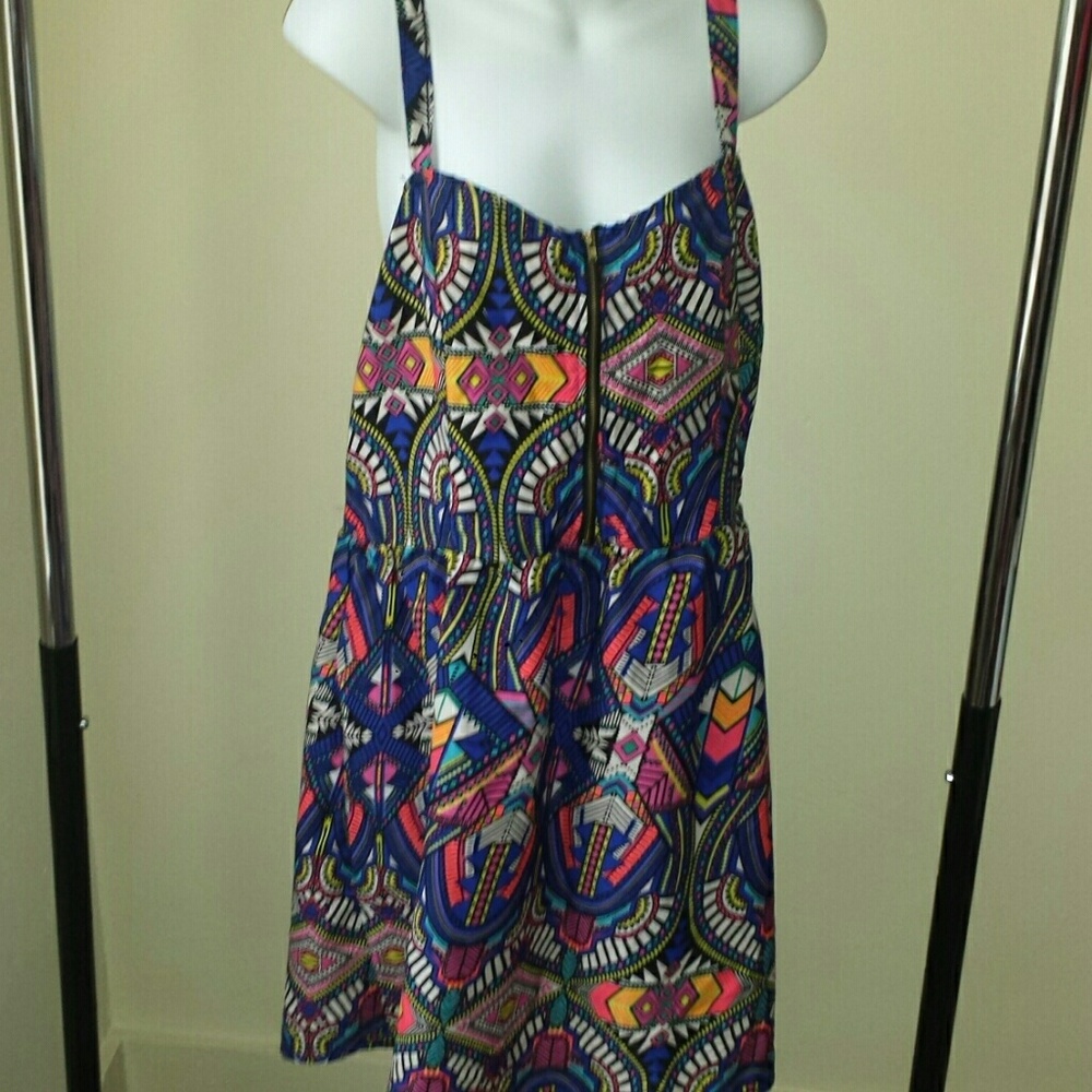 Plus size multicolored tribal print tank dress