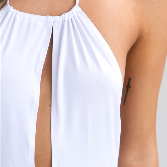 END OF SUMMER SALE Halter One Piece White Swimsuit - Picture 7 of 8