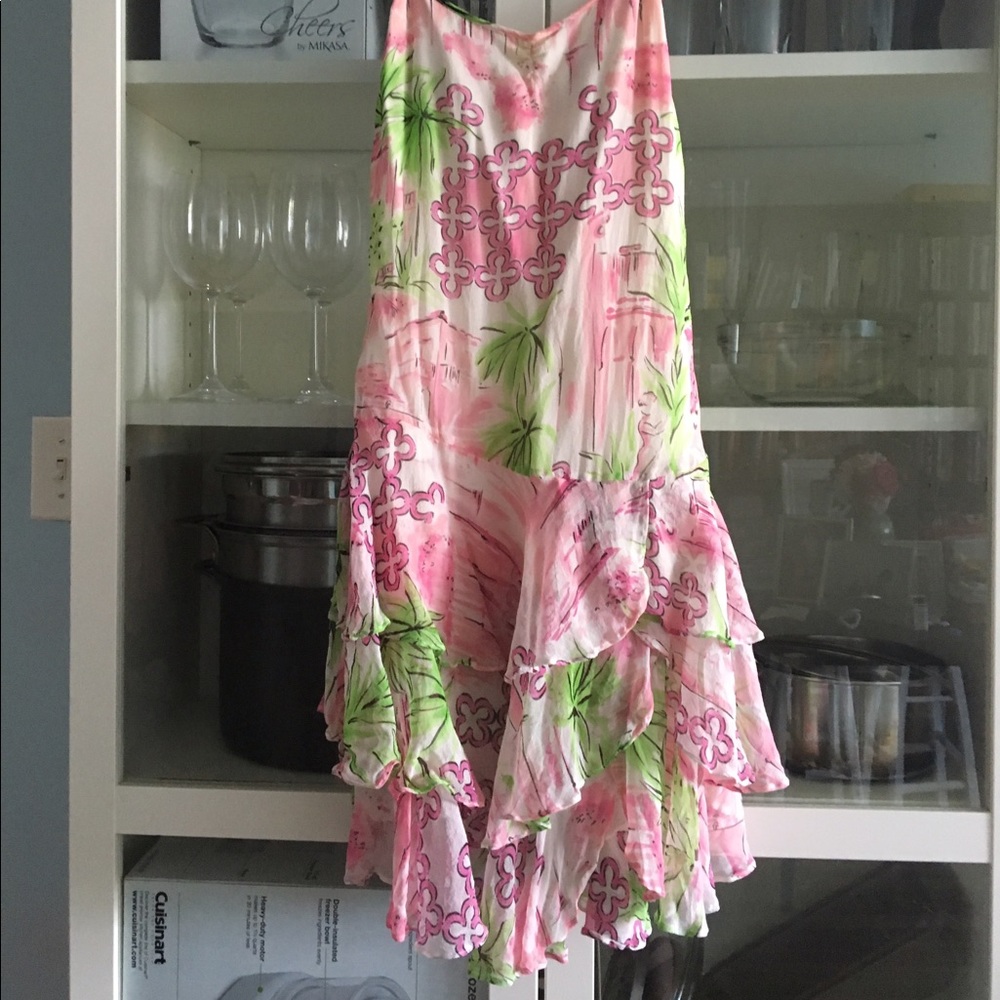 LILLY PULITZER Belle Villa Silk Dress 2 ruffles