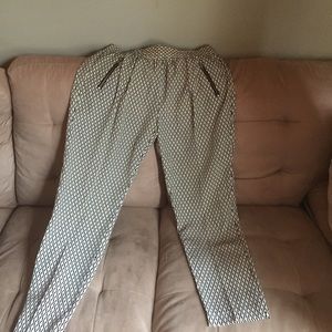 Black and white design trousers