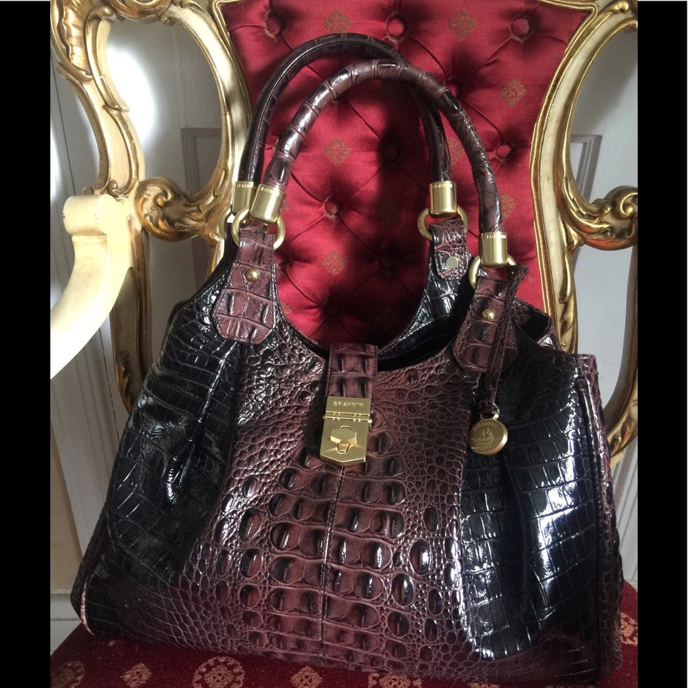Pre-owned BRAHMIN Elisa moc croc leather Handbag