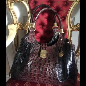 Pre-owned BRAHMIN Elisa moc croc leather Handbag