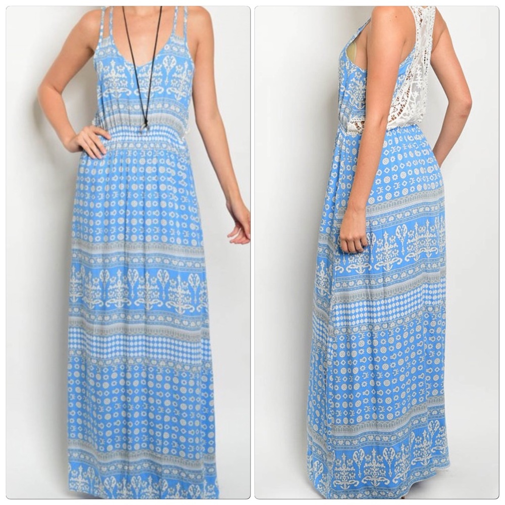 Spaghetti Strap Tribal Print Maxi Dress.