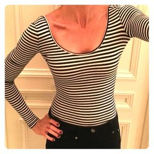 American Apparel striped low-back leotard