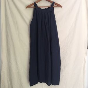 Navy 100% Linen Tent Dress made in Italy