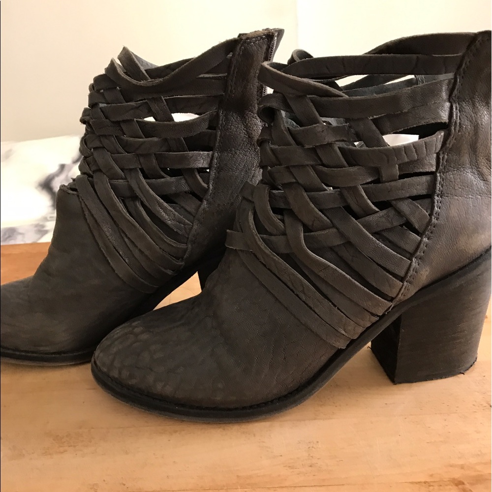 Leather braided booties sz 7 1/2